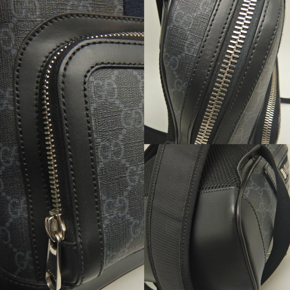 GUCCI Sherry Line Backpack 598102, GG Supreme Canvas and Leather, Gray Black,... - Picture 7 of 10